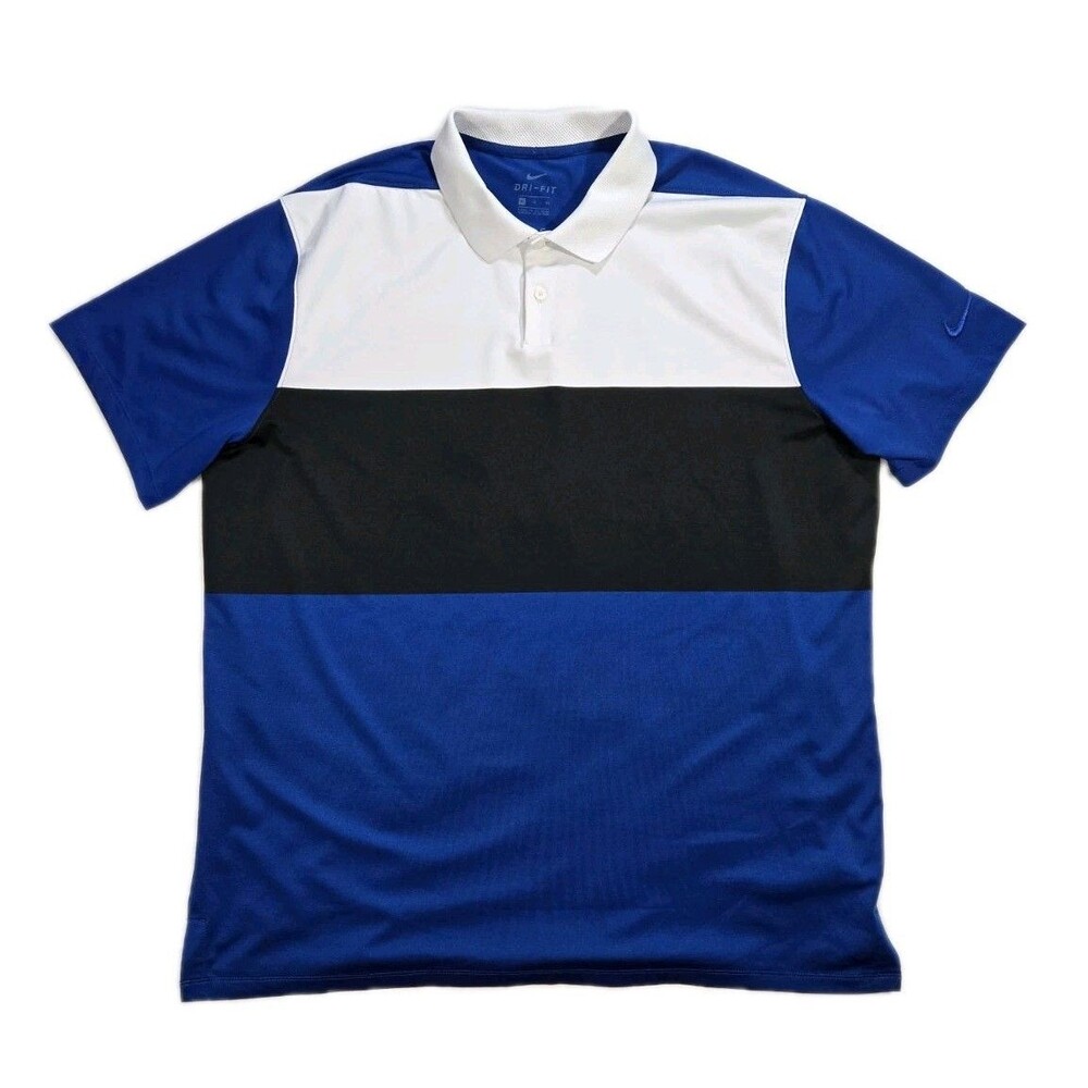 Mens Nike DriFit Vapor Golf Polo Shirt XL White Black Blue
